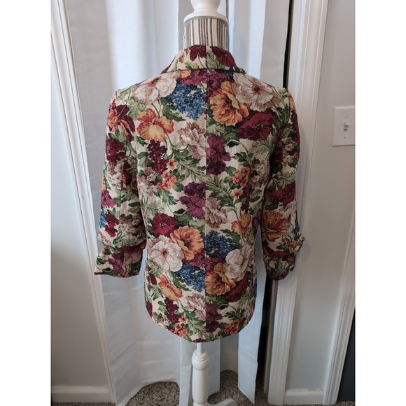 Vintage Style Floral Tapestry Brocade Blazer Scrunch Sleeves  M Y2K 90's NWT - Picture 7 of 14